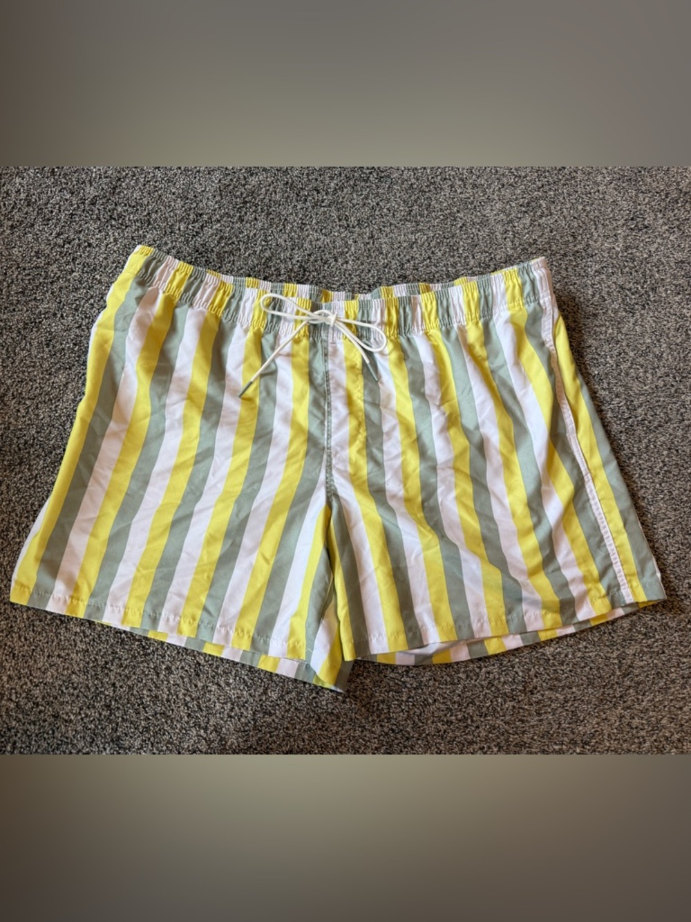 Goodfellow & Co Yellow, White & Sage Striped Swim Shorts